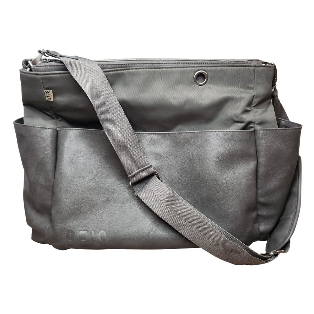 Beis The Diaper Bag Grey Tote Bag Pockets Shoulder Strap Crossbody Large
